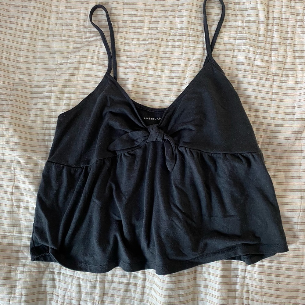 American Eagle Navy Tie Front Tank
